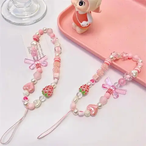 Cute Strawberry Design Phone Chain, Anti-lost Phone Lanyard, Fashion Phone Charm for Women & Girls, Phone Decoration Accessories, Cell Phone Charm, Phone Strap Holder, Phone Accessory