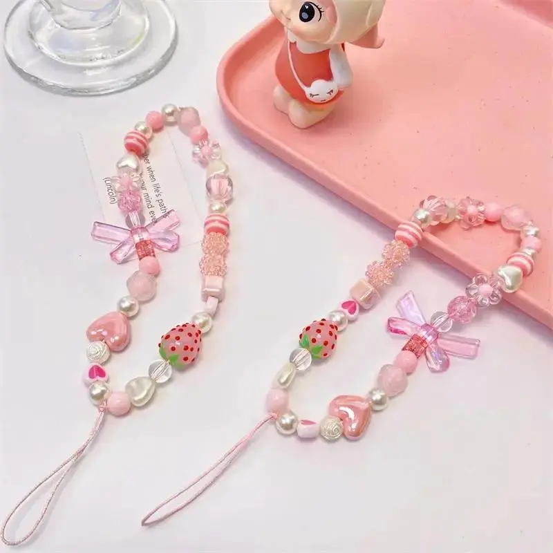 Cute Strawberry Design Phone Chain, Anti-lost Phone Lanyard, Fashion Phone Charm for Women & Girls, Phone Decoration Accessories, Cell Phone Charm, Phone Strap Holder, Phone Accessory