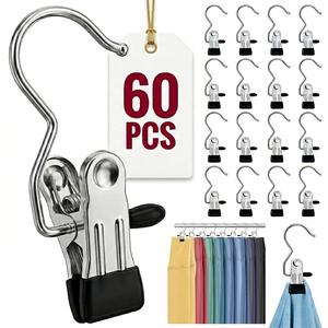 Anti-Rust Stainless Steel Non-Slip Clothespins with Waterproof Socks Hooks, 20/30/60-Count Lightweight Hangers, Space-Saving Hat Organizer for Closet Organization, Home Storage for Pants & Travel Laundry