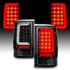 AmeriLite For 1993-1997 Ford Ranger C-Type Halogen, Led, Tube Replacement Pickup Truck Taillight Set - Passenger and Driver Side, Vehicle Light Assembly, Black
