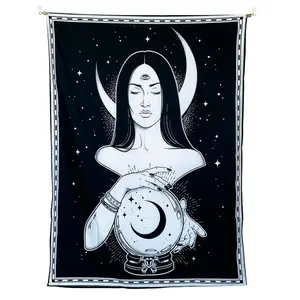 Mystic Oracle Goddess Tapestry - 3ft x 2ft Decor Room decorations, divination decor, crystal ball reader, Polyester tapestry Eye