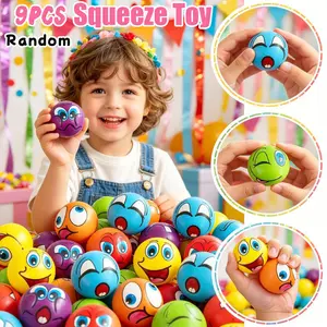 9Pcs Emotion Face Squeeze Ball Stress Relief Fidget Toy，Cute Expression Ball Slow Rising Squishy Toy，Soft Expression Squeeze Ball Anti-Anxiety Fidget Toy,Random Delivery (Please Do Not Purchase If This Is a Concern)
