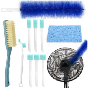 Fan Cleaning Brush Tools Set,10 Pcs Fan Cleaner for Stand up Fan/Desk/Window Exhaust/Box/Oscillating/Standing/Floor/Clip /Wall/Table/Wall Mount/Pedesta Fan,Bendable Cobweb Duster Remover