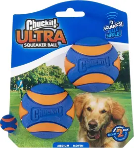 Chuckit! Ultra Squeaker Balls for Dogs – Pack of 2 Medium Floating Fetch Balls