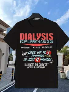 Men's Dialysis Weight-loss T-shirt Kidney Failure Diet Plan and Treatment Guide Design 3D Printing Dialysis Schedule Soft Breathable Round Neck Casual Top Theme Party and Daily Wear Four Seasons Comfortable (Machine Wash