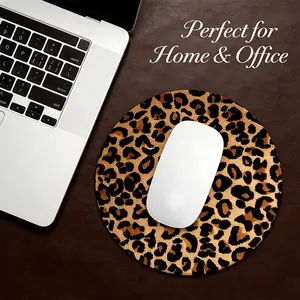 Fashion Leopard Print Round Mouse Pad, Non-Slip Rubber Base, Small Desktop Mat for PC/laptop, Gaming/mouse Pad, Gift for Women - 7.87 Inches