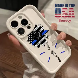 Phone Case Compatible for iPhone 16 15 14 Pro Max 13 12 11 XR XS Plus E Thin Blue Line Sunflower Pattern TPU Silicone Camera Protective Rugged Cellphone Cover
