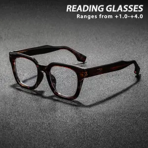 Men's Plastic Square Reading Glasses, High Quality Eyeglasses, Casual Simple American Style, Versatile Fashion Eyewear, Trendy Old Readers