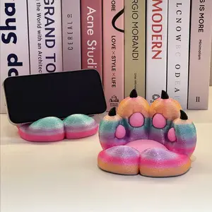 Cute Cat Paw Phone Stand, 3D Printed Desktop Decor, Cartoon Figurine, Perfect Gift, Practical and Creative, Available in 3 Colors