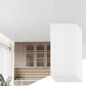 LooYee 6 PCS 24x48 Inch Slat White Ceiling Tiles, 2x4 Ft Fluted Drop Ceiling Panels for Interior Decor PVC Waterproof Ideal for Bathroom Living Room Bedroom Office Commercial Spaces Cover 48 Sq.Ft