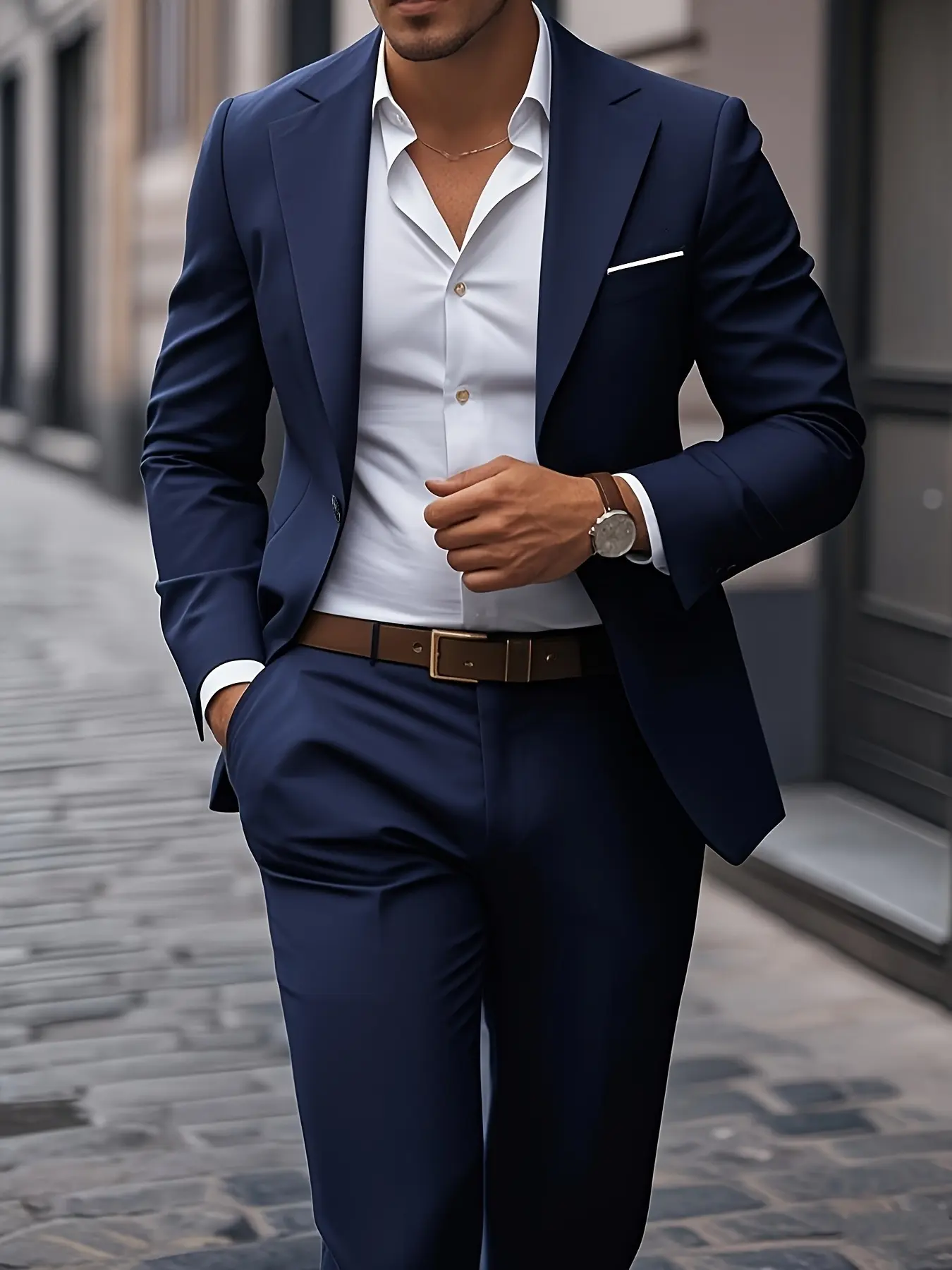 Men'S 2pcs Suit Set - Formal Business Attire with Jacket & Trousers, Blazer Suit, Suit And Trousers, Slim Fit Non-Stretch Fabric, Button-Up Lapel Collar, Long Sleeve, Solid Color, All-season Wedding Party Wear