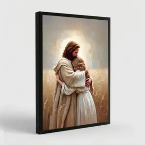 NBHYK Jesus Hugging Woman Wall Art Safe Haven Poster Christian Bible Stories Decor Eco-Friendly Canvas Print for Living Room 12x18 Inches