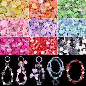 Dopamine Jewelry Kit! 40g 10 Color Option Acrylic Charms with Cute Shapes for Bracelet Making, Kawaii DIY Accessories for TikTok Craft Videos, DIY Mix Beads