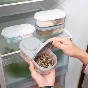 Double Compartment Covered Kitchen Food Grain Sealed Airtight Leak Proof Tank Stackable Storage Containers Multifunctional Kitchen Refrigerator Plastic Storage Box