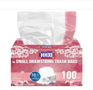 100Ct 4 Gallon Small Trash Bags, Cherry Blossom Garbage Bags, Scented Trash Bags, Odor Resistant with Drawstring