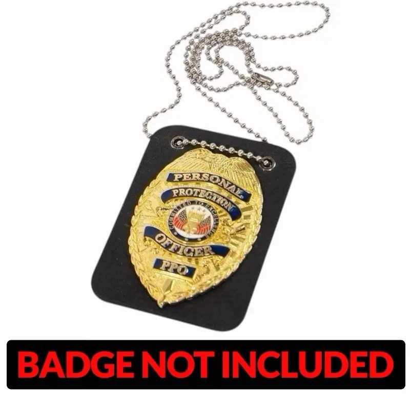 Rothco Low Profile Long-Lasting PU Leather Badge Holder, 3.75x2.6 Inches, with 33.4-Inch Steel Ball Chain for Police Personnel - Office Identification Badge Supply, 3.75 Inches X 2.6 Inches