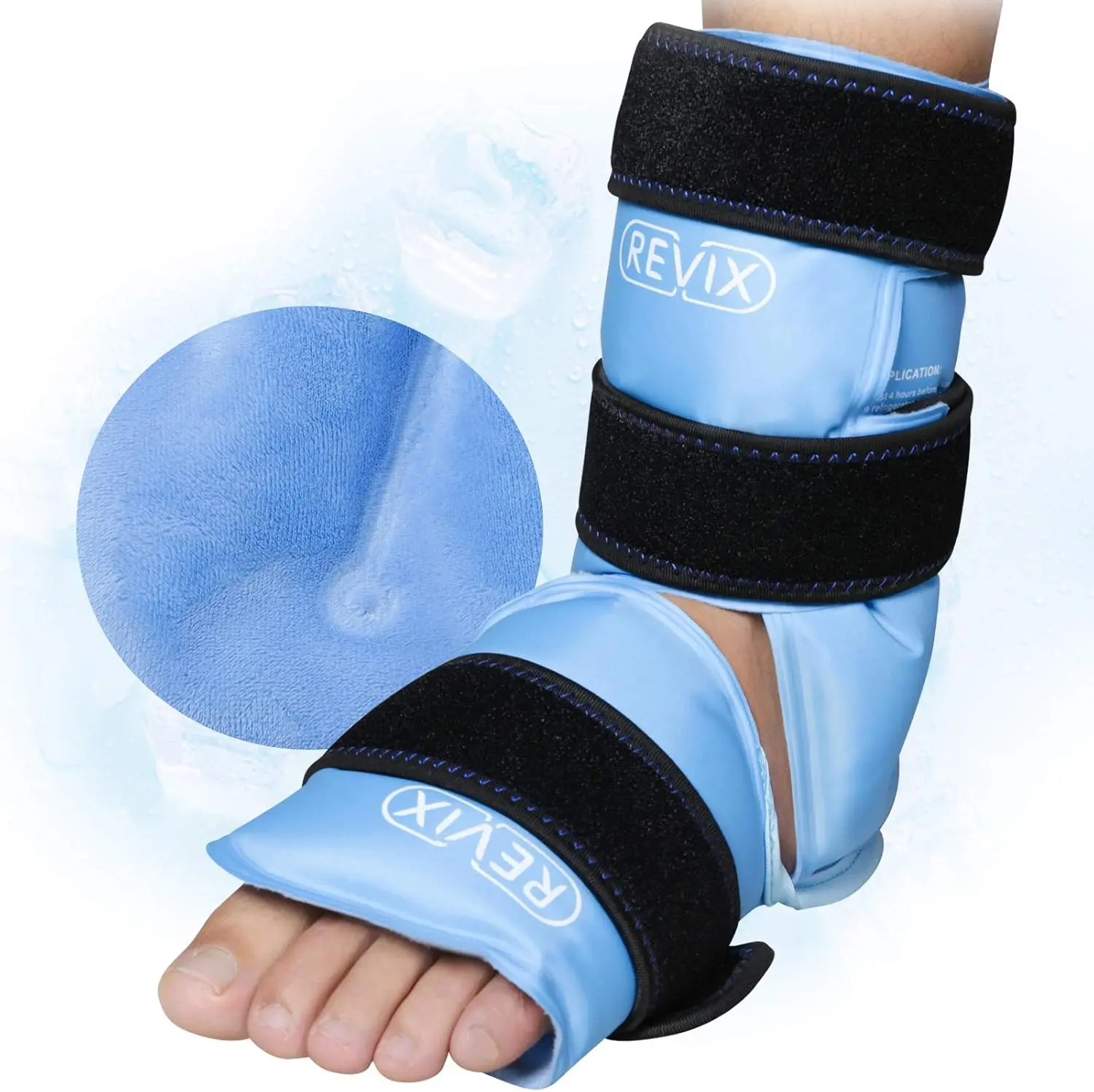 REVIX Full-Wrapped Foot Ankle Ice Pack with 3 Straps, Reusable Cold Packs for Ankle, Foot, Gel Ice Pack Long-lasting Cold