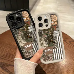 Compatible with iPhone 17 Pro Max 16 Plus 15 14 13 12 11 Air E Western Inspired Art Rugged Durable shockproof Anti-Scratch soft Silicone case