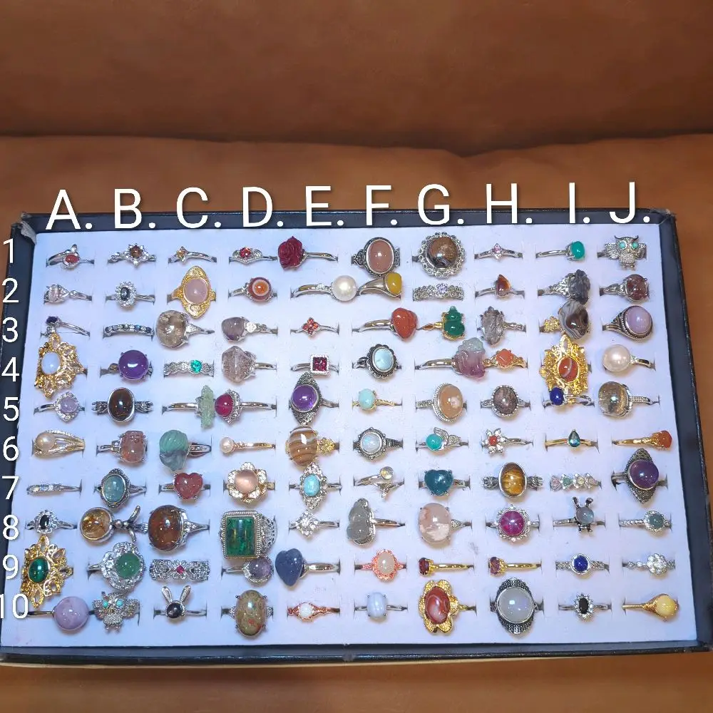 Tray A Silvered Copper Crystal Ring - Adjustable Statement and Larger Raw Crystals and Masculine Styles