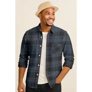 Casual Plaid Long Sleeve Button Down Shirt – Cotton Blend