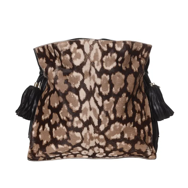Pre-owned Loewe Calfhair Shoulder Bags Flamenco Tassel Leopard Print CPU0723