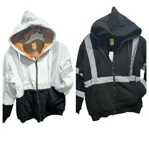 0515 winter men’s heavy hoodie fur insulated reflective tape for safety
