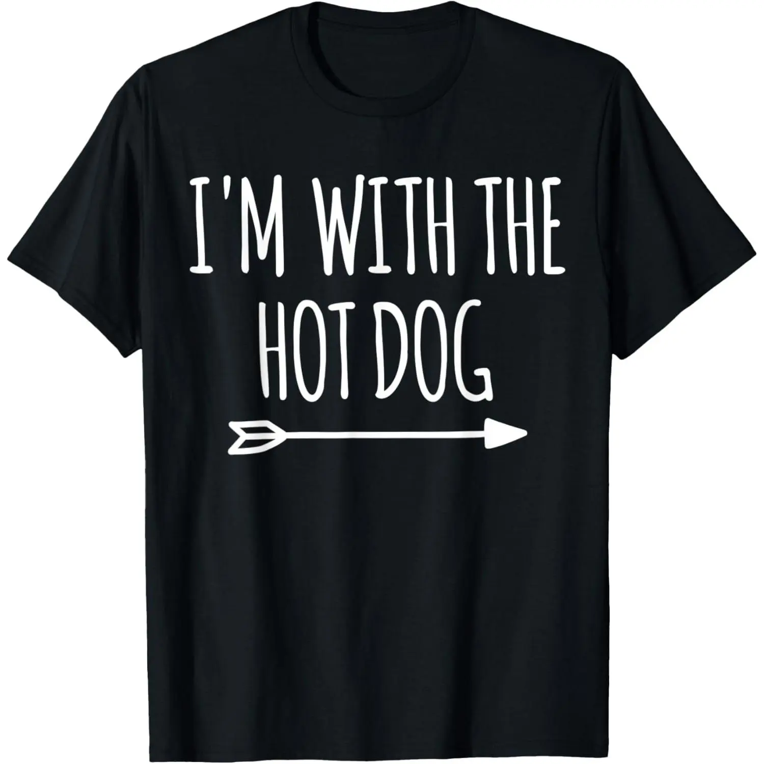 Women's 'I'm With Hot Dog' Graphic Short-Sleeve Cotton T-Shirt, Casual Crew Neck Easy-to-Match Top for Couples Halloween Costume, Breathable Basic Streetwear All-Season Clothes to Pair with Jeans/Shorts
