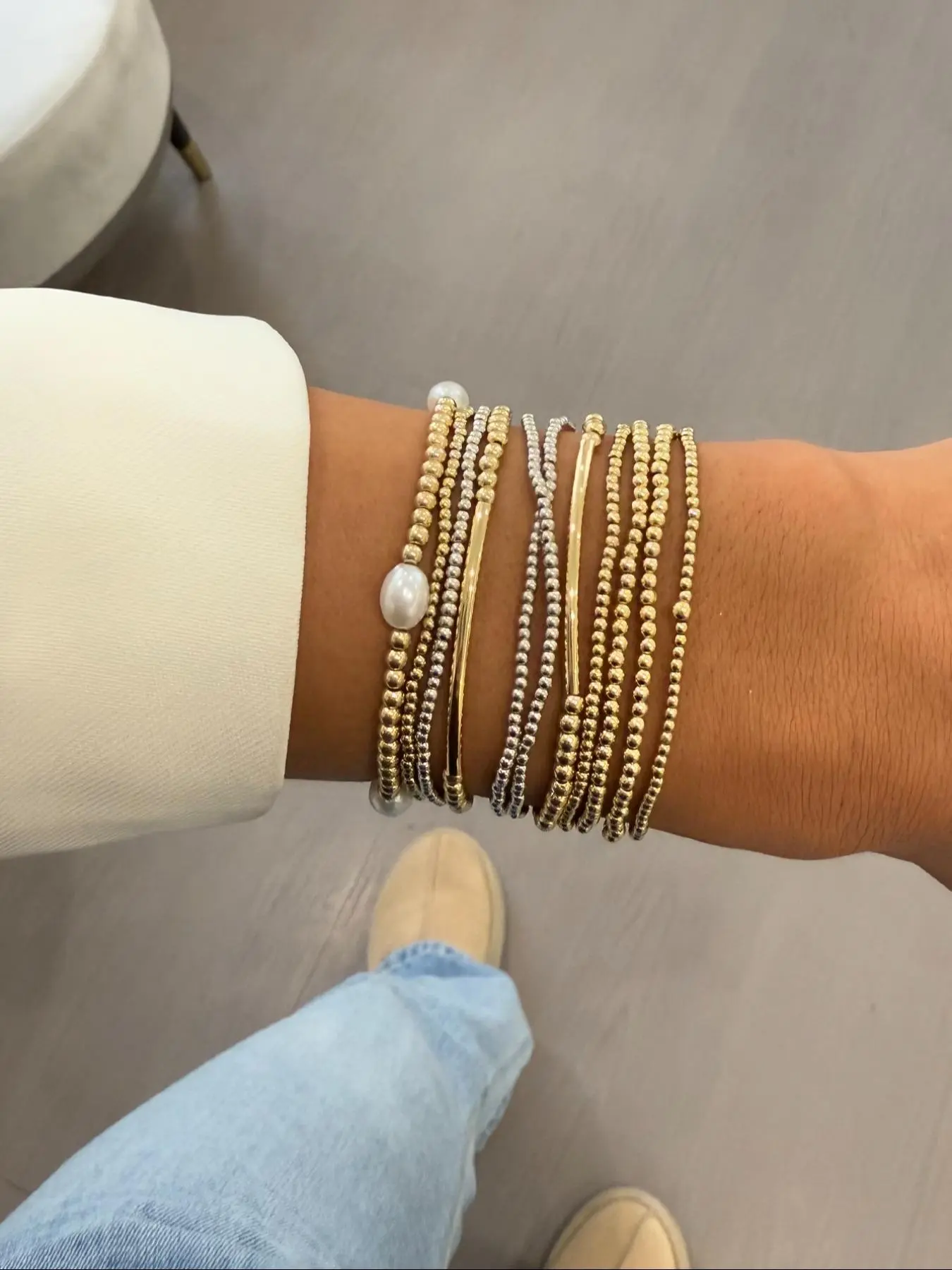 Women's Elegant Fashion Beaded Bracelet Set, Casual Trendy Bracelet, Trendy Stack Bangle, Fashionable Jewelry for Daily & Party Decoration, Stackable Bracelet Set