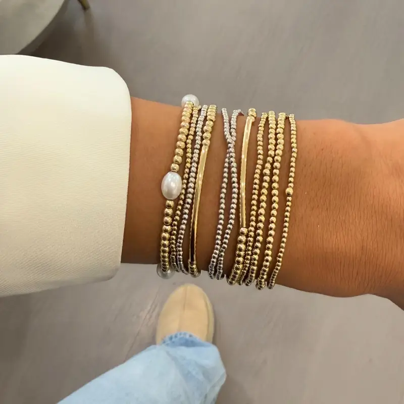Women's Elegant Fashion Beaded Bracelet Set, Casual Trendy Bracelet, Fashionable Bracelet Style, Trendy Stack Bangle, Fashionable Jewelry for Daily & Party Decoration, Stackable Bracelet Set