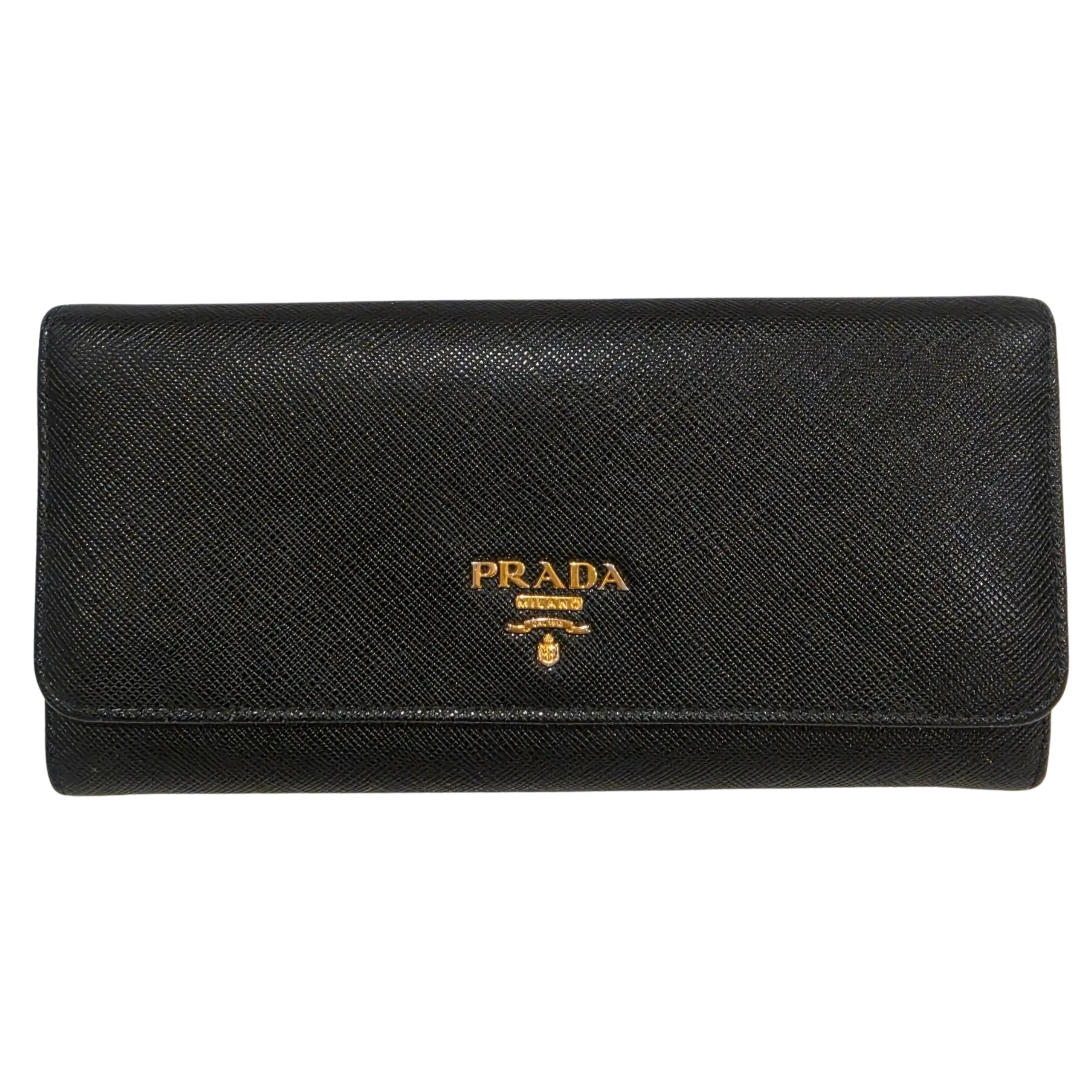 Pre-owned PRADA Saffiano Leather Small Leather Goods Saffiano Snap Leather Large Wallet L1105