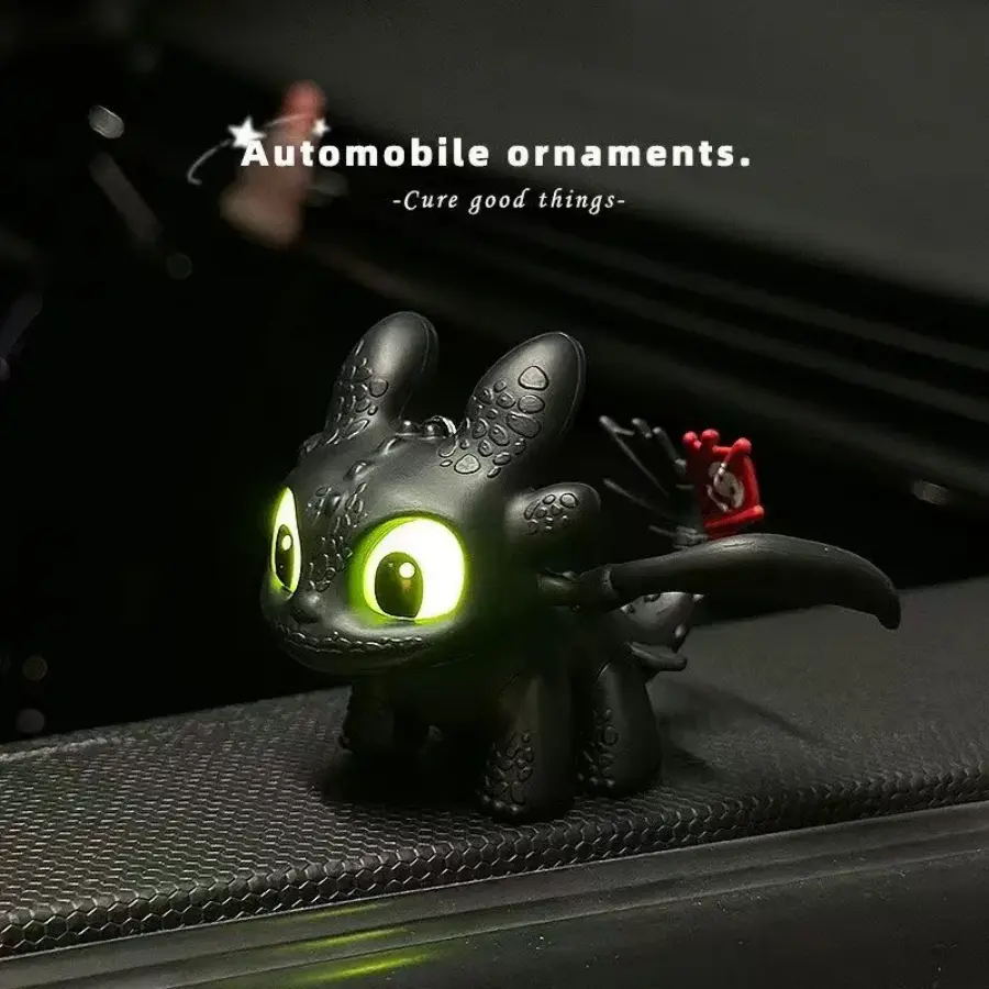 Nighthawk Luminous Mini Dragon Ornament - Vibration-Activated Glowing Eyes, Movable Wings, DIY Car Decorating Accessory, Cute Bag Charm Keychain, Unique Gift (Cars Accessories, Dragon Theme)