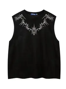 Summer Trendy Embroidered Vest for Men, Casual Sleeveless T-Shirt Top, Versatile Fashion Wear, Comfortable and Stylish