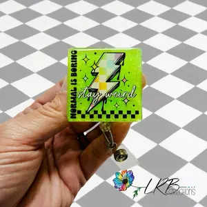 Stay Weird - Rectractable Badge Reel - Interchangeable Nurse Badge Holder - Cute Beaded Badge Reels - Fun Badge Charm - Teacher Lanyard - Magnetic Badge Pin - Stethoscope Tag - Phone Tablet Grip - Handmade Gifts