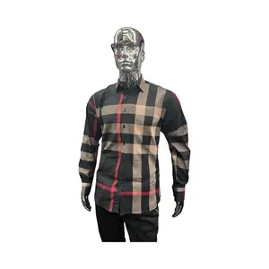 Camisa Casual de Cuadros Negro con Café para Hombre