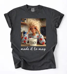 Last Day of School Teacher Doll Face Meme Shirt, Funny End of Year Summer Break TShirt, Matching Comfort Colors Made It To May Tee Unique Gift for Teacher