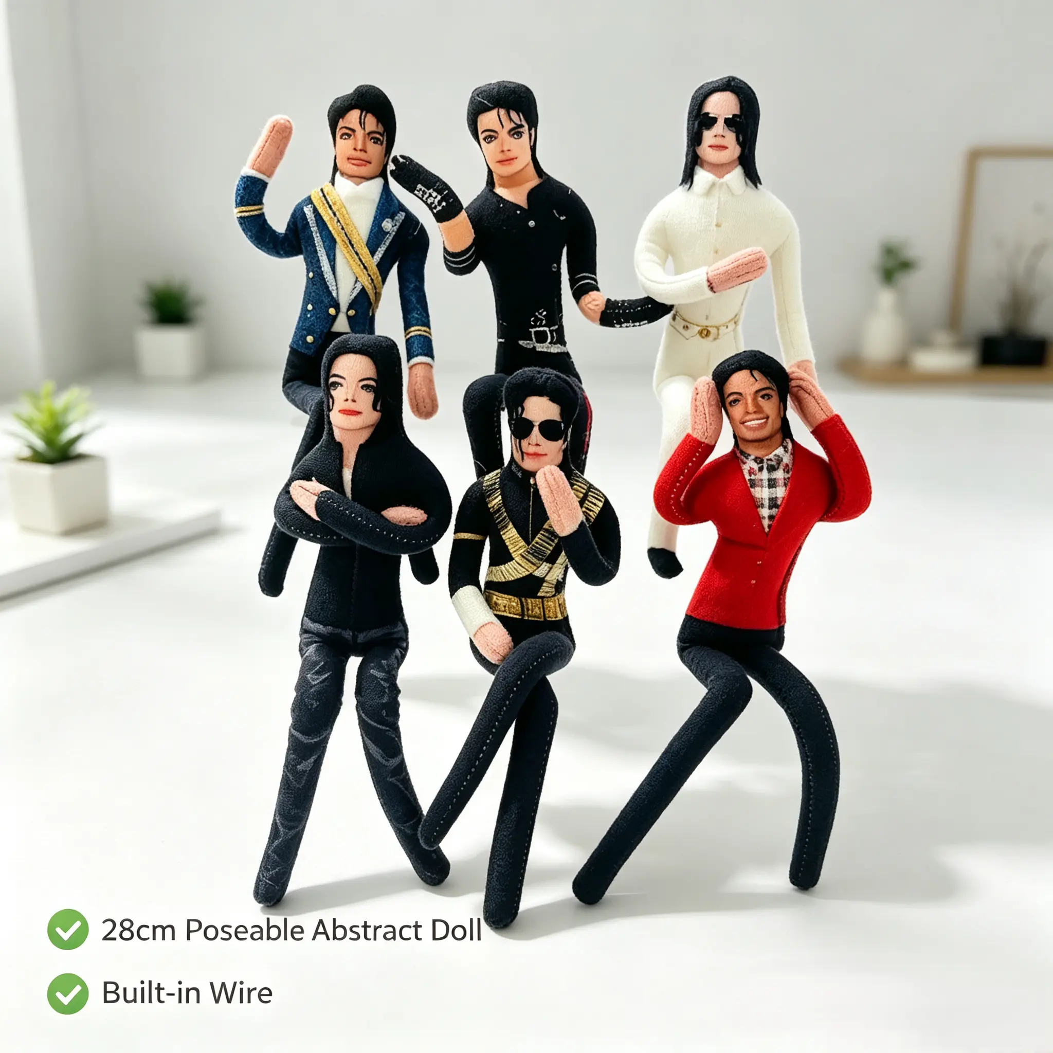 Michael Jackson Role-Playing Prop Doll, Plush Toy, Room Decor, Abstract Jointed Figure, Gift Item, Trendy Character Accessory