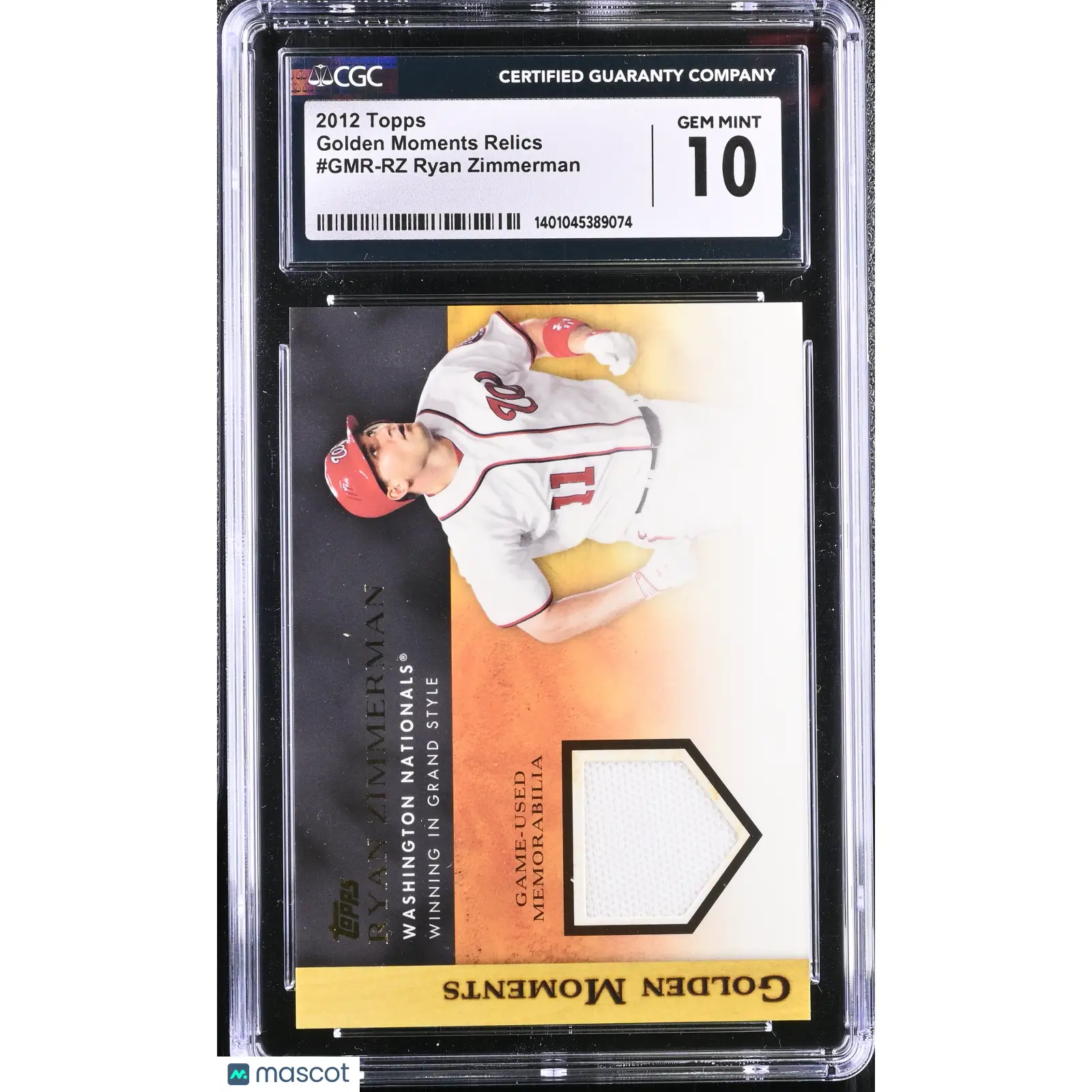 Ryan Zimmerman CGC 2012 Topps #GMR RZ Golden Moments Relics Baseball 10