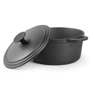 Commercial Chef 3.4-Qt. Dutch Oven with Lid, Pre-Seasoned Cast Iron, Integrated Handles, Works on All Cooktops Including Induction, CHCI340