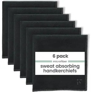 Handkerchief for , Microfiber Towel for , Glasses, Gym Bag, and Travel Essentials,   Wipes, 10 Inches by 10 Inches, Black, 6 Pack