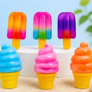 6-Piece Summer Ice Cream & Popsicle Squishy Sensory Stress Reliever Toys, Anxiety Relief Products, Decompression Squeeze Toys for Kids, Thoughtful Gift