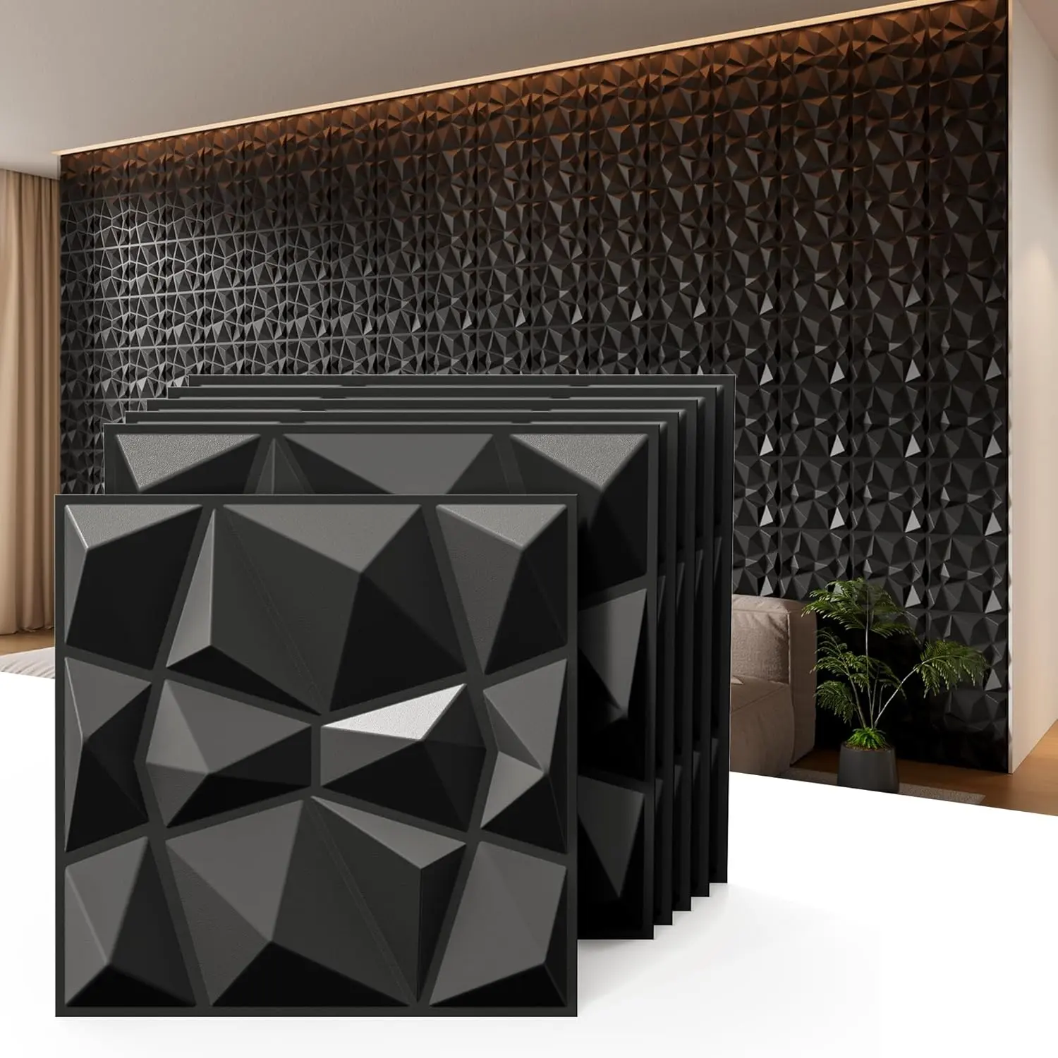 Aadesh PVC Plastic 3D Wall Panels, Waterproof and Fire-Resistant, 11.8x11.8 Inches, Ideal for Living Rooms, Bedrooms, Hotels, Offices