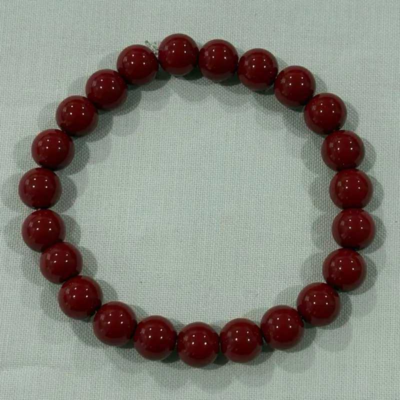 Cherry Red Beaded Bracelet - Simple Design with Round Beads in Red Color