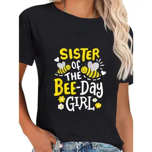 100% Cotton Sister Of The Bee-Day Girl Birthday Party Matching Family T-Shirt