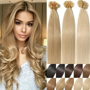 50 Strands U-Tip Human Hair Extensions Silky Straight 12-28 Inches 100% Remy Hair Invisible Keratin Pre-Bonded Hot Fusion No Tangle No Shedding Natural Black Brown Blonde 50G Thick Soft Long Lasting for Daily & Salon Use