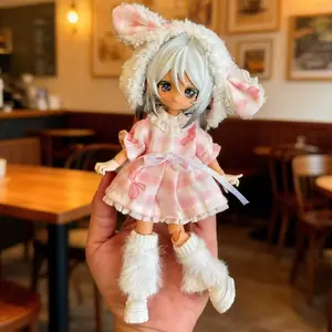 Ob11 Multiple Styles Lolita Lace Dress & Knit Sweater Animal Cosplay Outfit Stylish Doll Clothes for 1/12 BJD Fashion Dolls Accessories Lifelike Doll Clothing Doll Clothing Set