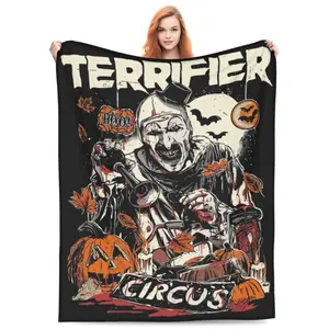 Terrifier Art The Clown Blanket Fleece Textile Decor Portable Lightweight Throw Blanket For Sofa Couch Bedspread Horror