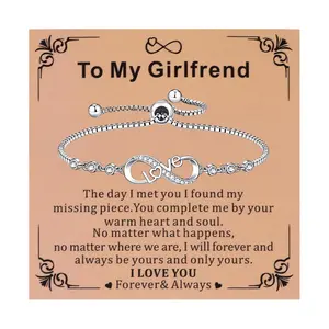 Infinity Love Heart Bracelet – Platinum-Plated White Gold Tone for Girlfriend with “Love” Charm & Cubic Zirconia Stones, Perfect Unisex Gift for Birthdays, Christmas, and Valentine’s Day