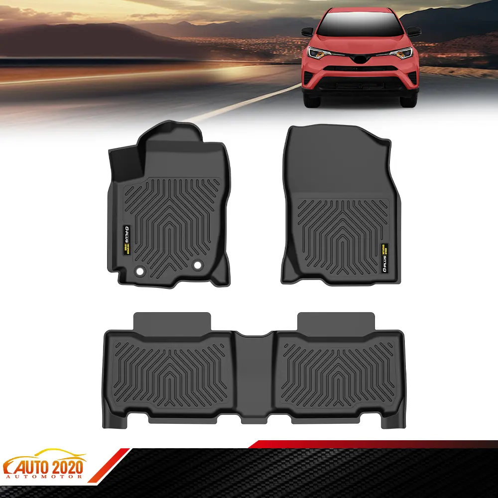 TPE Floor Mats Cargo Liner Fit For 2013-2018 Toyota RAV4,All-Weather 3D Waterproof  Non-slip,3PCS Black