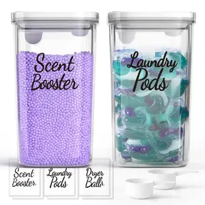 Laundry Scent Booster Container for Laundry Room Organization and Storage, 2 Pack 94oz Scent Bead Dispenser with Scoop, Laundry Pods Container Laundry Powder Container Dryer Ball Holder