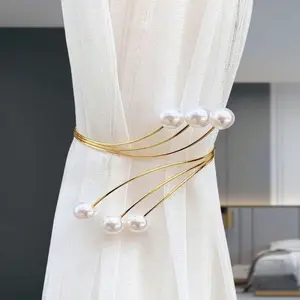 1pc Modern Simple Alloy Curtain Tie Back Clip, No Need Drill, Curtain Accessory, Window Decor
